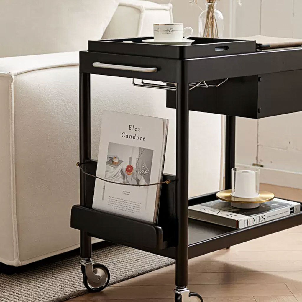 Orion With Magazine Rack Side Table With Trolleys with four door sideboard