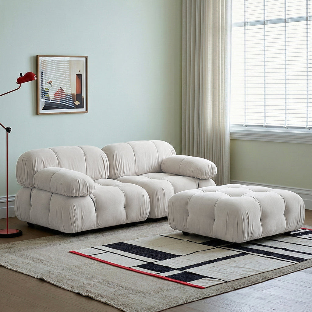 Detail view of B&B Italia Camaleonda Sofa, Two Seater Sofa, Modular Sofa with corner sofa bed green