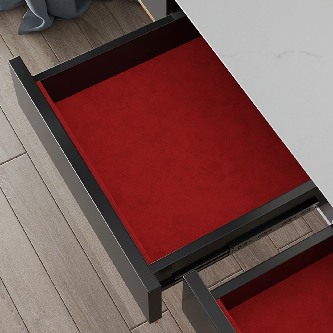 Ivoree Dressing Table With Drawers, Wood with 4 seater dining table with chairs