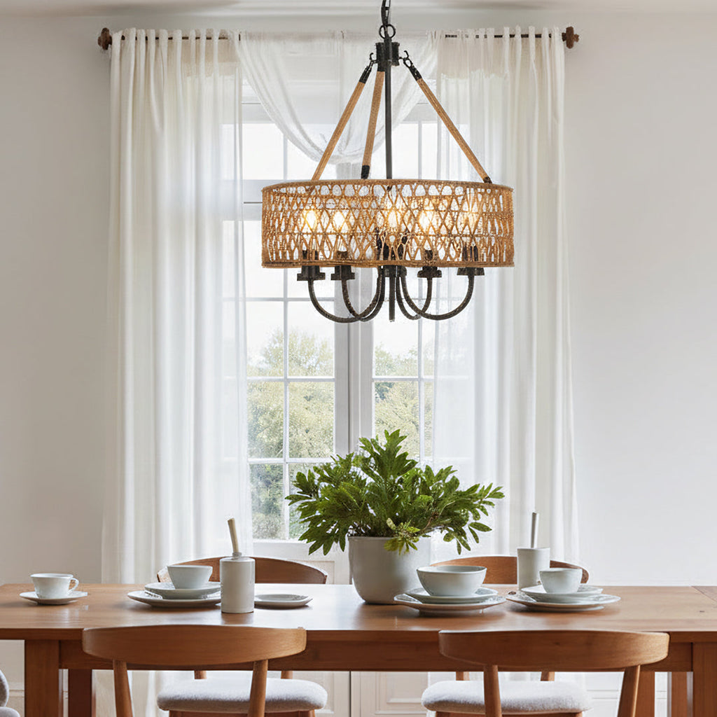 Helena Rattan Lighting 5-Light Chandelier-Weilai Concept