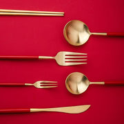 6 Piece Cutlery Set, Red-Weilai-Weilai Concept