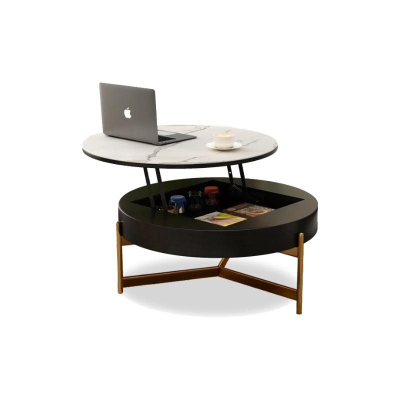 Josiah Round Lift-Top Coffee Table With 3 Small Benches, Linen-Weilai Concept-Weilai Concept