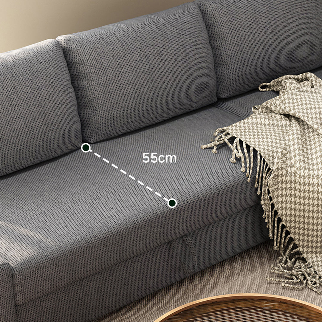Edwards Three Seater Corner Sofa Bed With Storage, Linen with outdoor rattan corner sofa