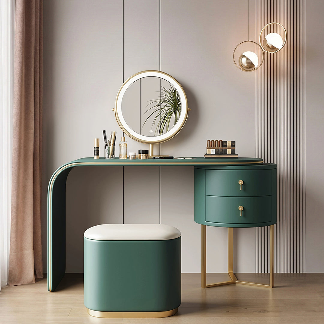 Noorali Dressing Table with Mirror, More Colors Available-Green-80cm-Weilai Concept