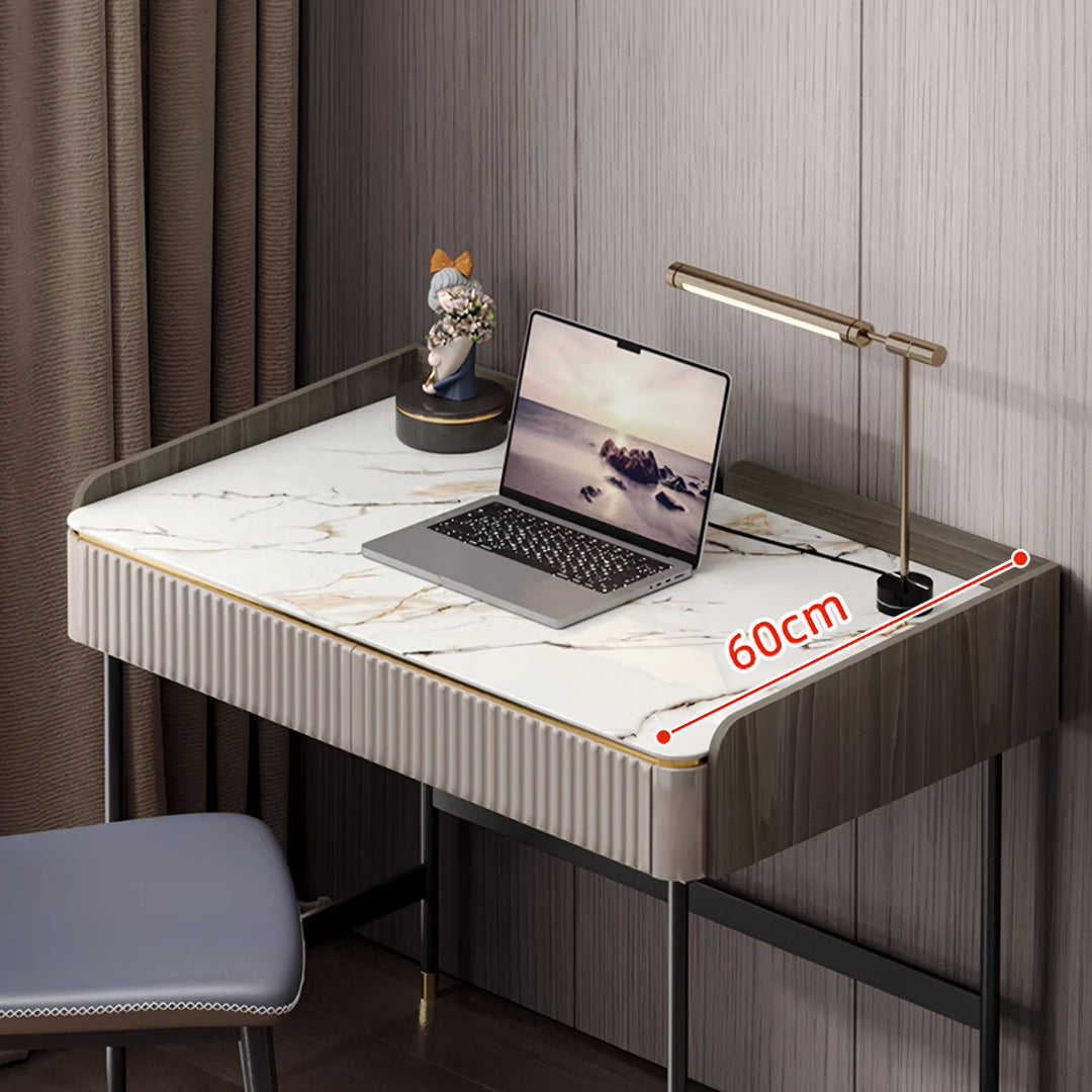 Mateo Office Desk With Drawers, With Shelves with walnut office desk