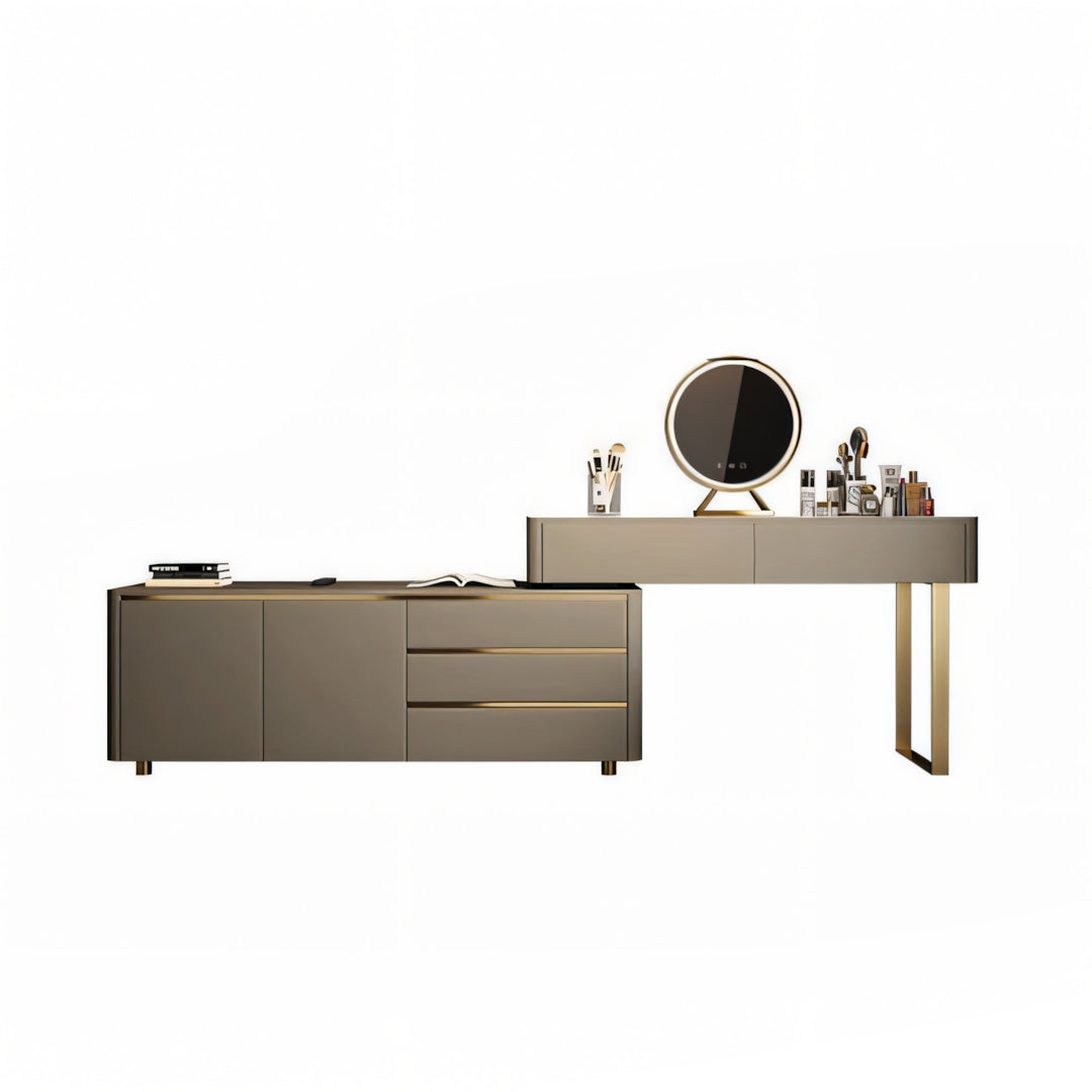 Dempsey Dressing Table With Sideboard, Extendable, Corner Dressing Table with sideboard mango