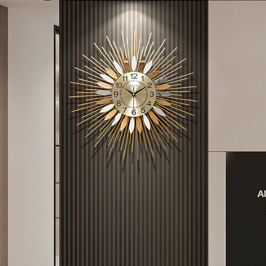 Miller Round Art Deco Wall Clock, Silent Clock, Gold & Silver-Weilai-Weilai Concept