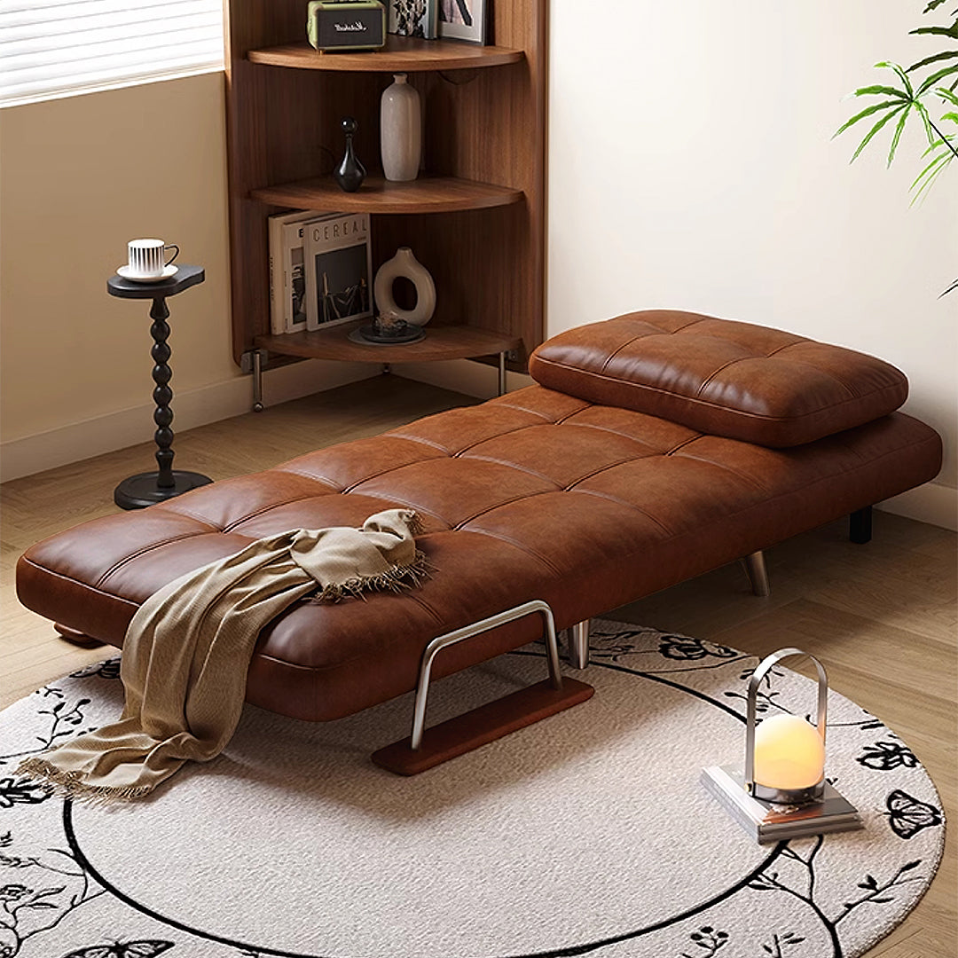 Detail view of Riley Single Sofa Bed, Two Seater Sofa Bed, Black Leather with dunelm mill sofa bed