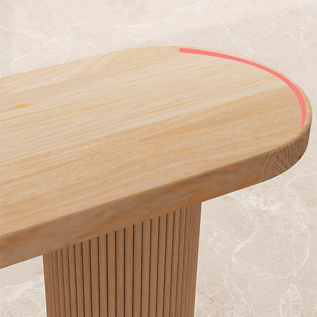 Haruki Narrow Office Desk, Solid Wood, Light Oak with long office desk