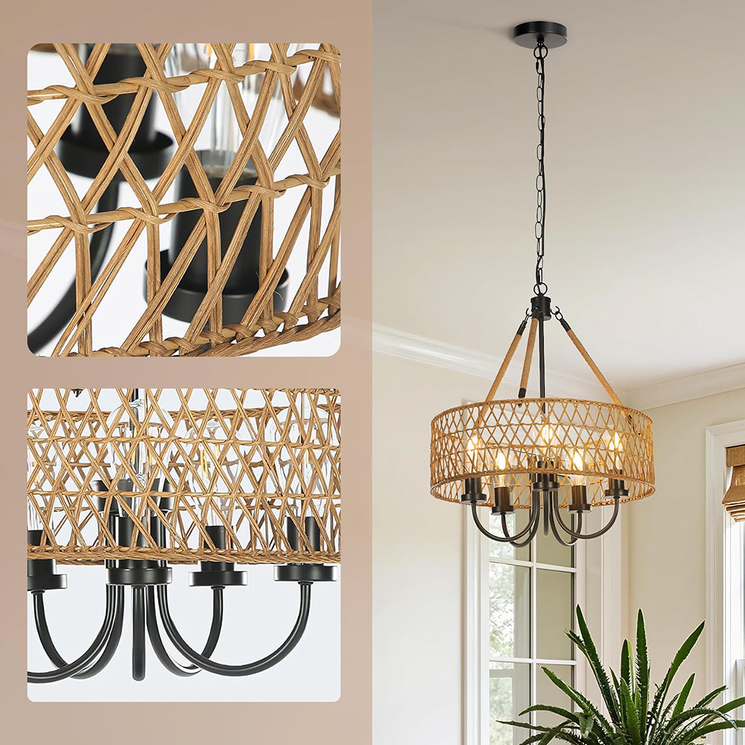 Helena Rattan Lighting 5-Light Chandelier-Weilai Concept