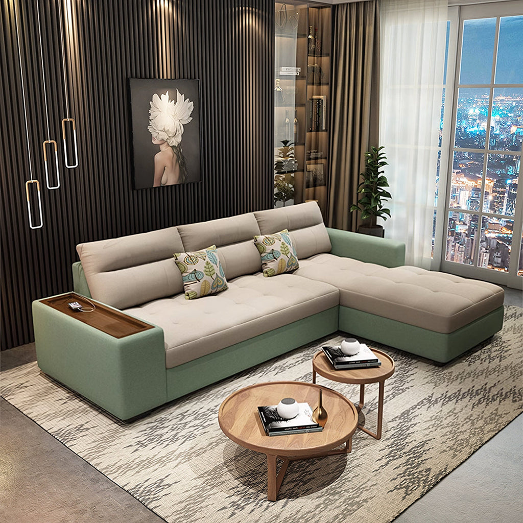Lobo Sectional Sofa With Storage, Chaise Lounge Sofa Bed with fake leather sofa bed