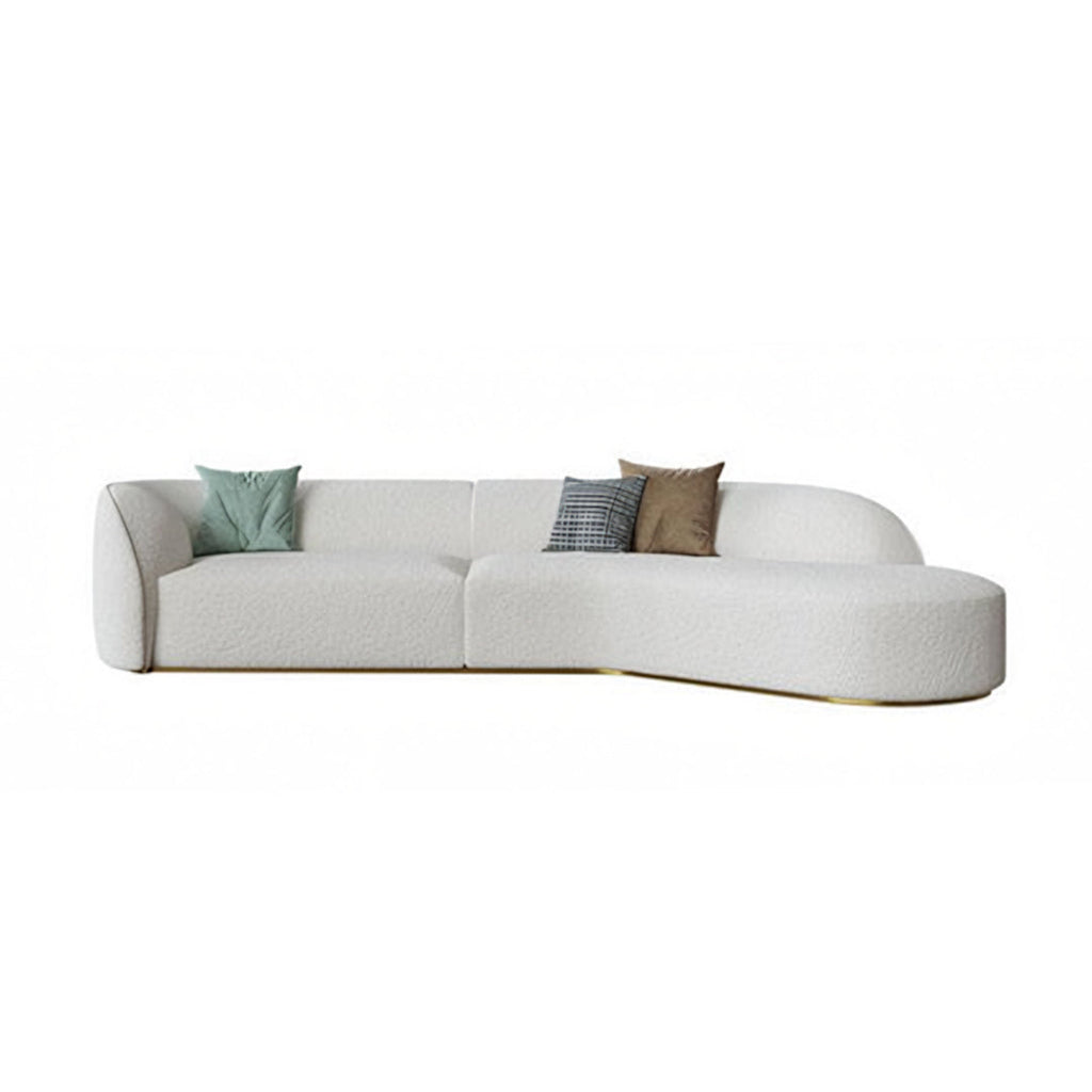 Welby Three Seater Curved Sofa, White with curved corner sofa
