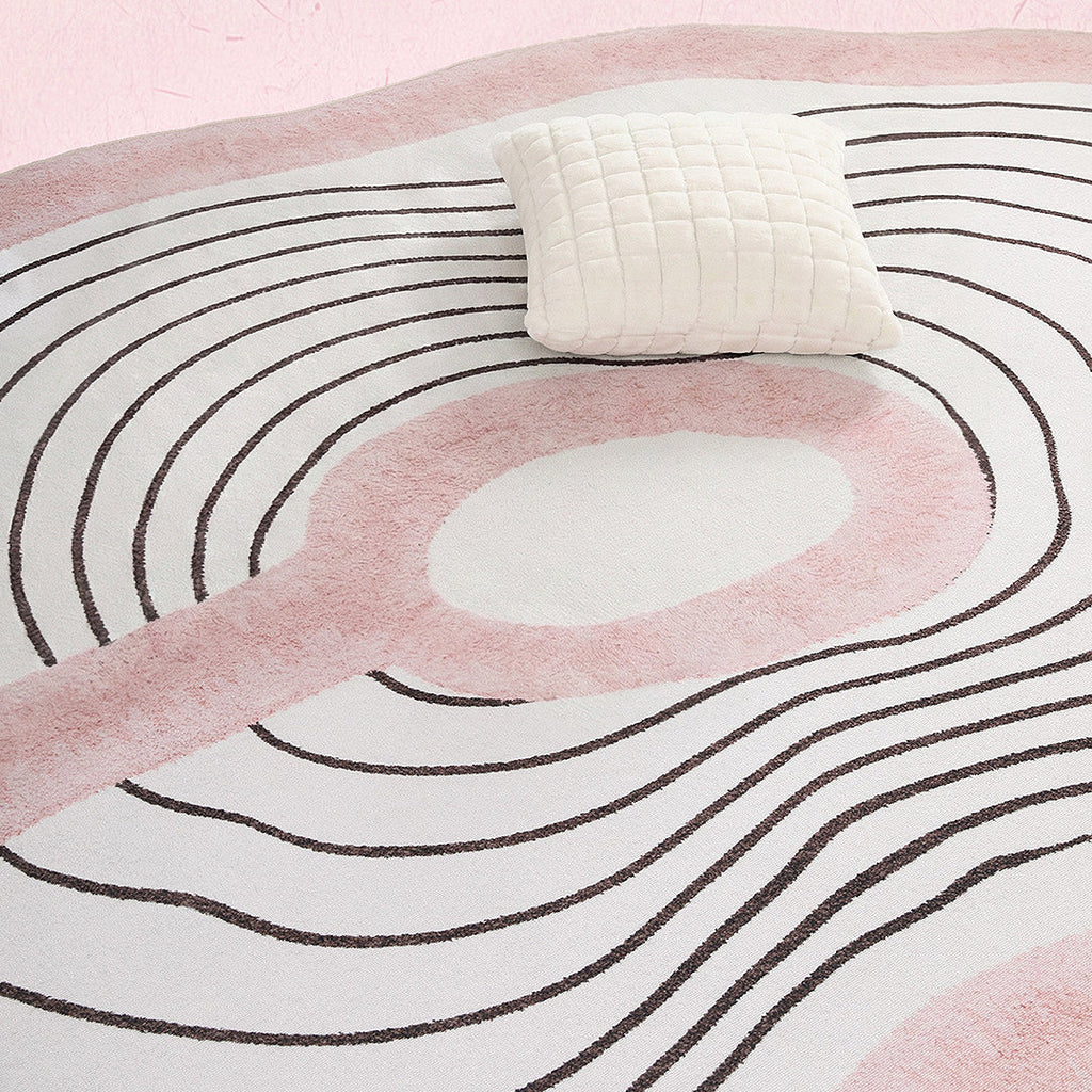 Nordic Pink Stripes Irregular Shape Rug, Various Style Available-Weilai Concept