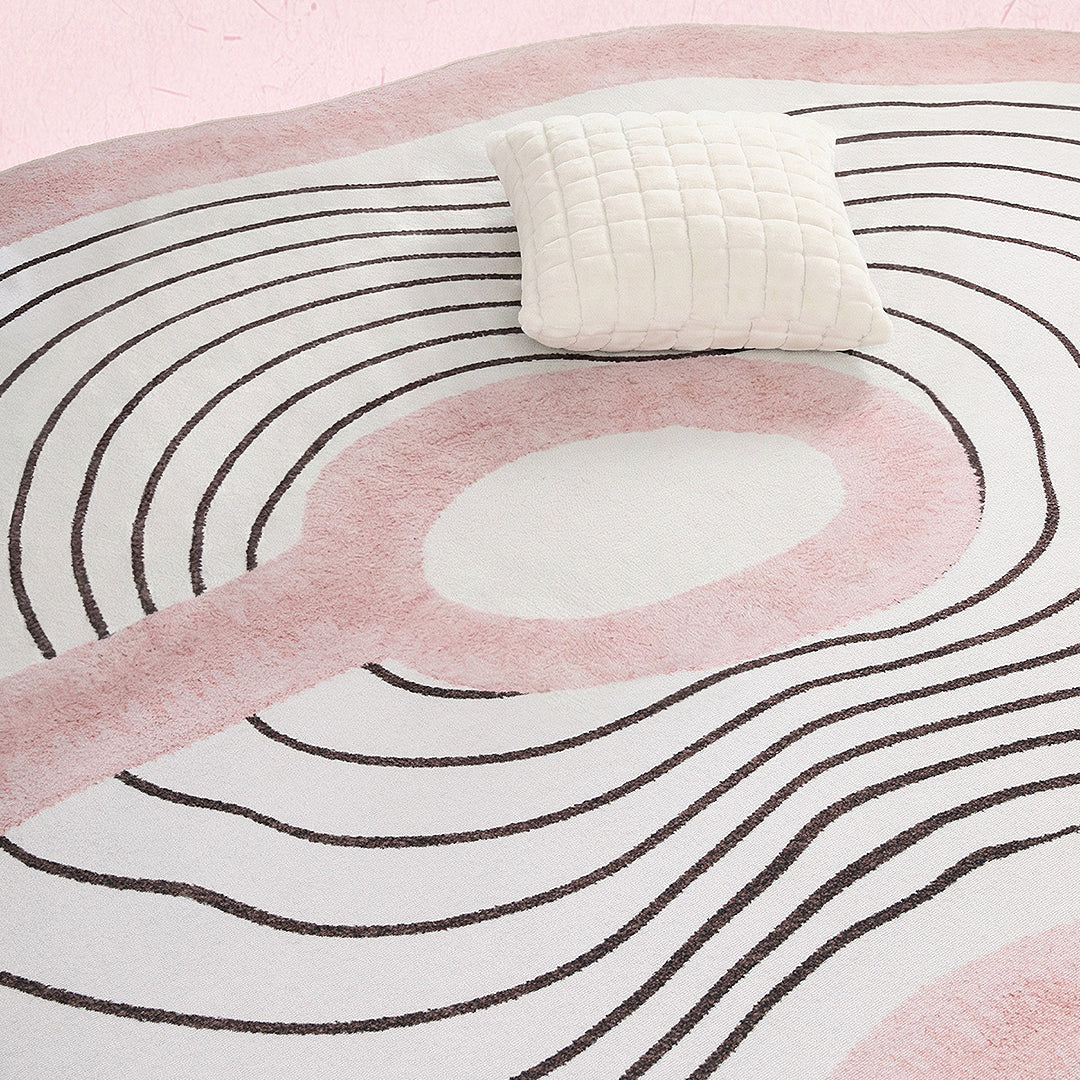Nordic Pink Stripes Irregular Shape Rug, Various Style Available-Weilai Concept