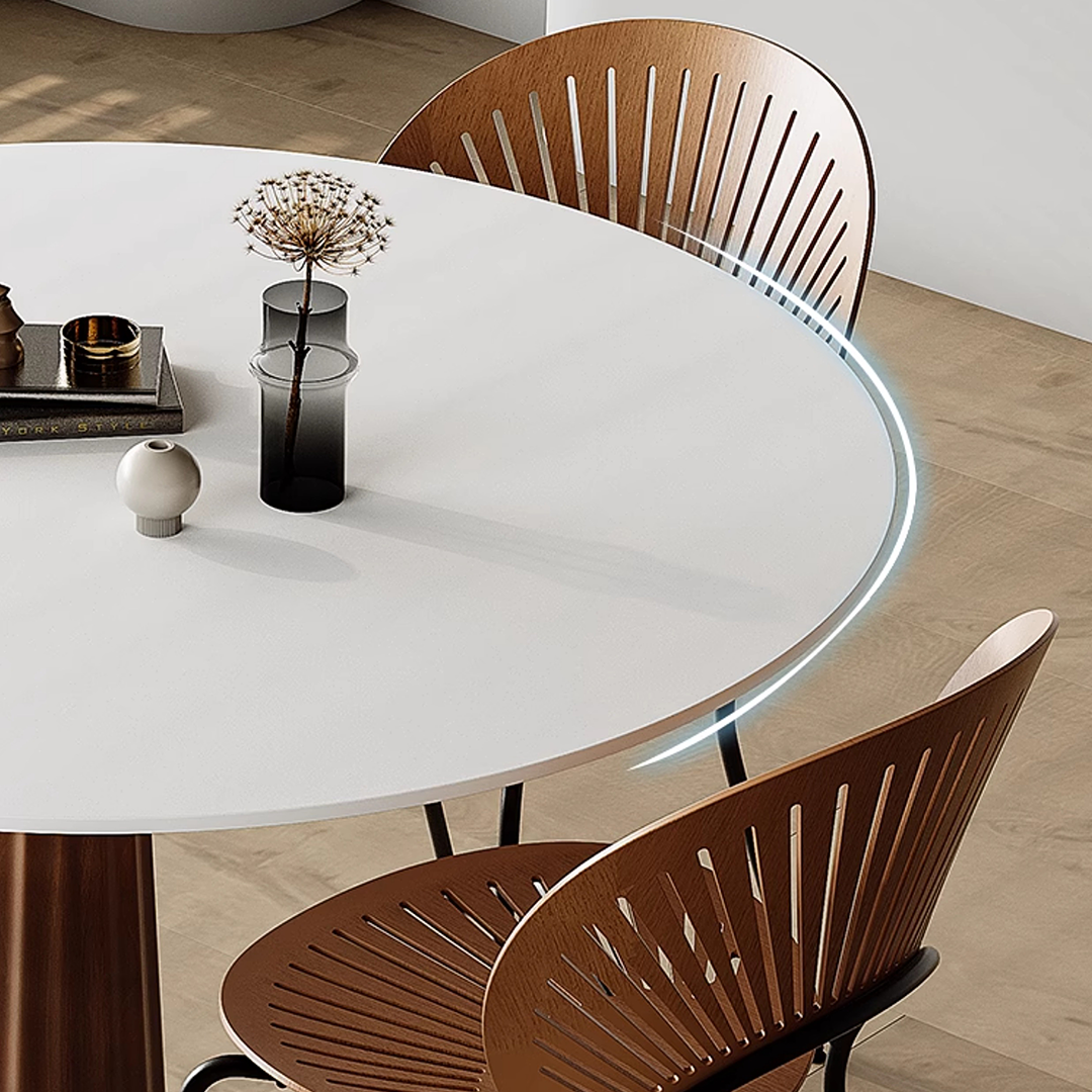 Anderson Small Round Dining Table, Sintered Stone & Solid Wood with 8 seater outdoor dining table