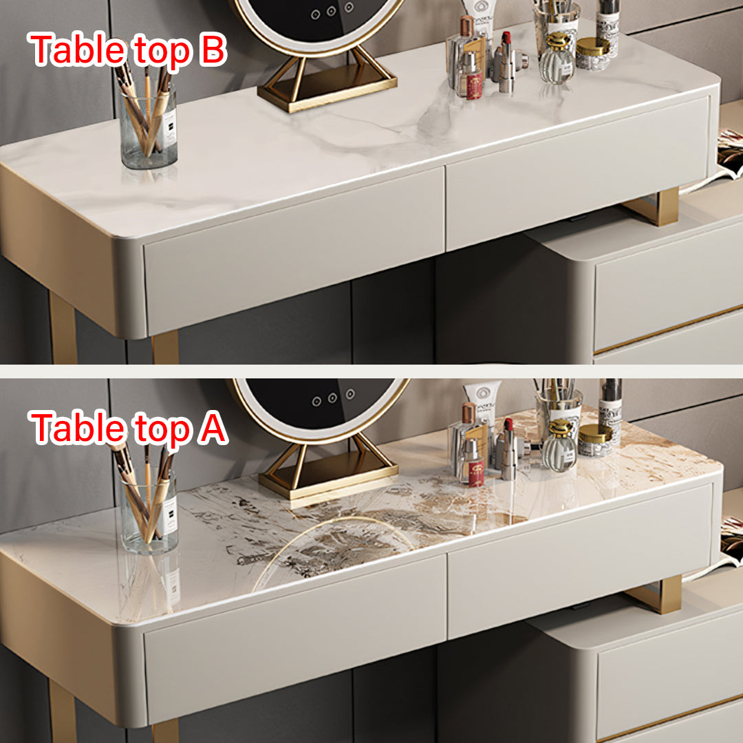 Davidson Dressing Table With LED Mirror, Extendable, Corner Dressing Table-Weilai Concept