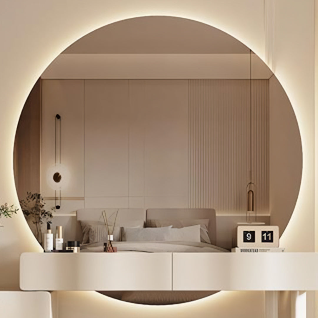 Radcliffe Dressing Table With Large LED Mirror, Cream-Weilai Concept