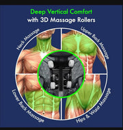 3D massage rollers with anatomical illustrations of muscle massage areas on a blue background.