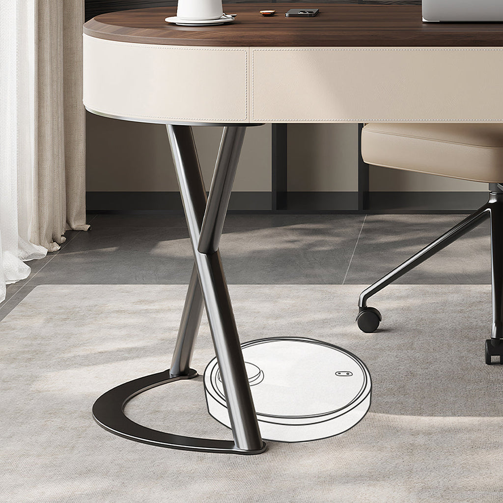 Chika Modern Office Desk For Home, Curved Office Desk, Wood with executive office desk chairs