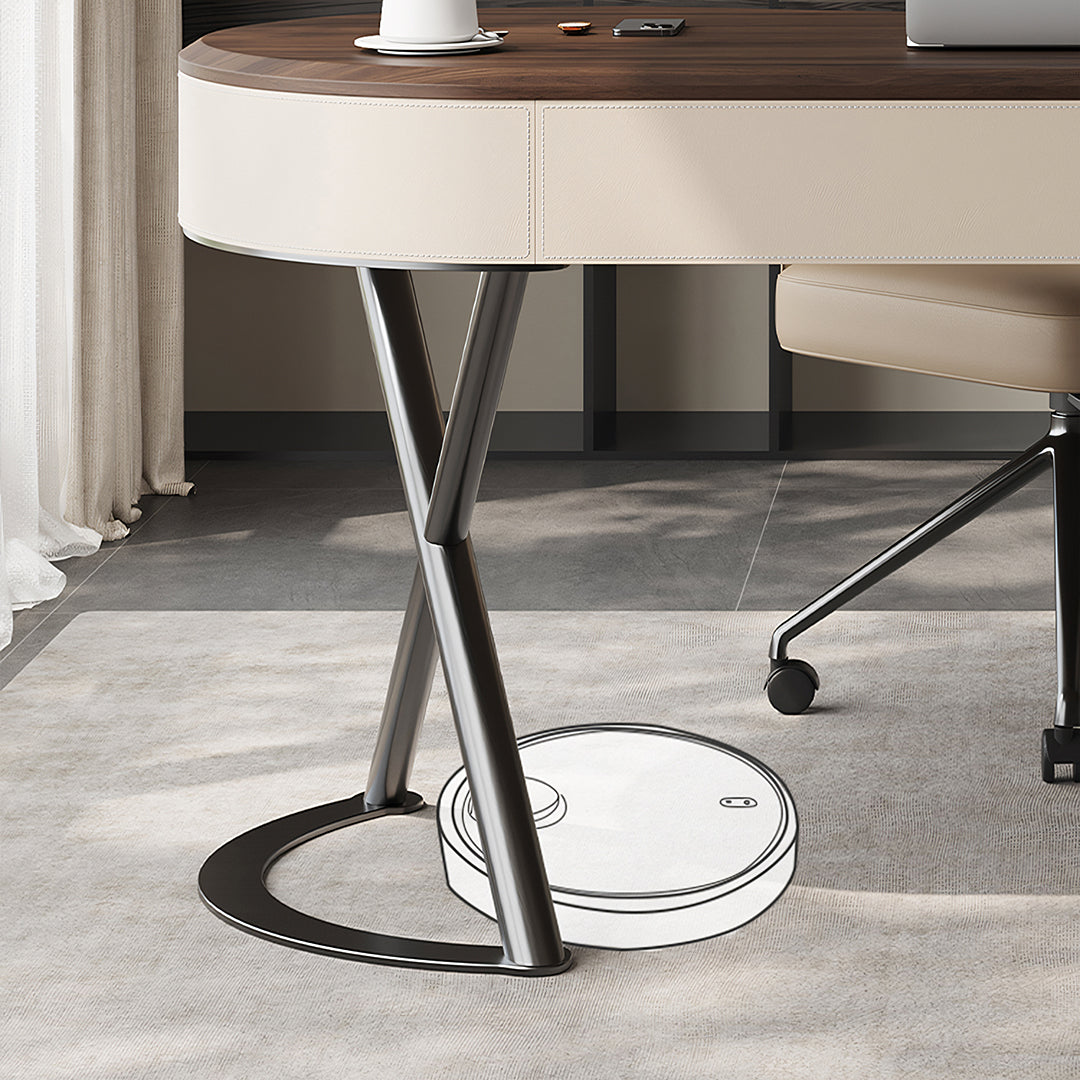 Chika Modern Office Desk For Home, Curved Office Desk, Wood with executive office desk chairs