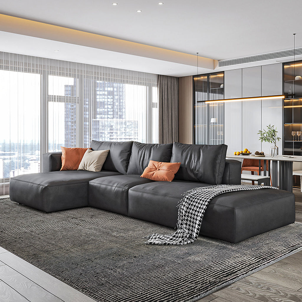 Samona Three Seater, Four Seater Corner Sofa, Leathaire with corner sofa with curved corner