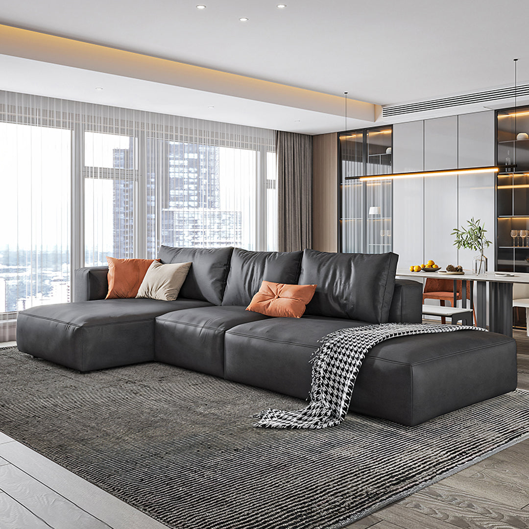 Samona Three Seater, Four Seater Corner Sofa, Leathaire with corner sofa with curved corner