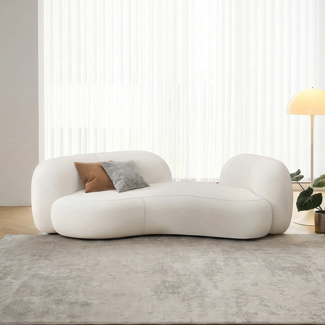 Elara Modern Curved Two Seater, Three Seater Sofa, Boucle - curved sofas couches