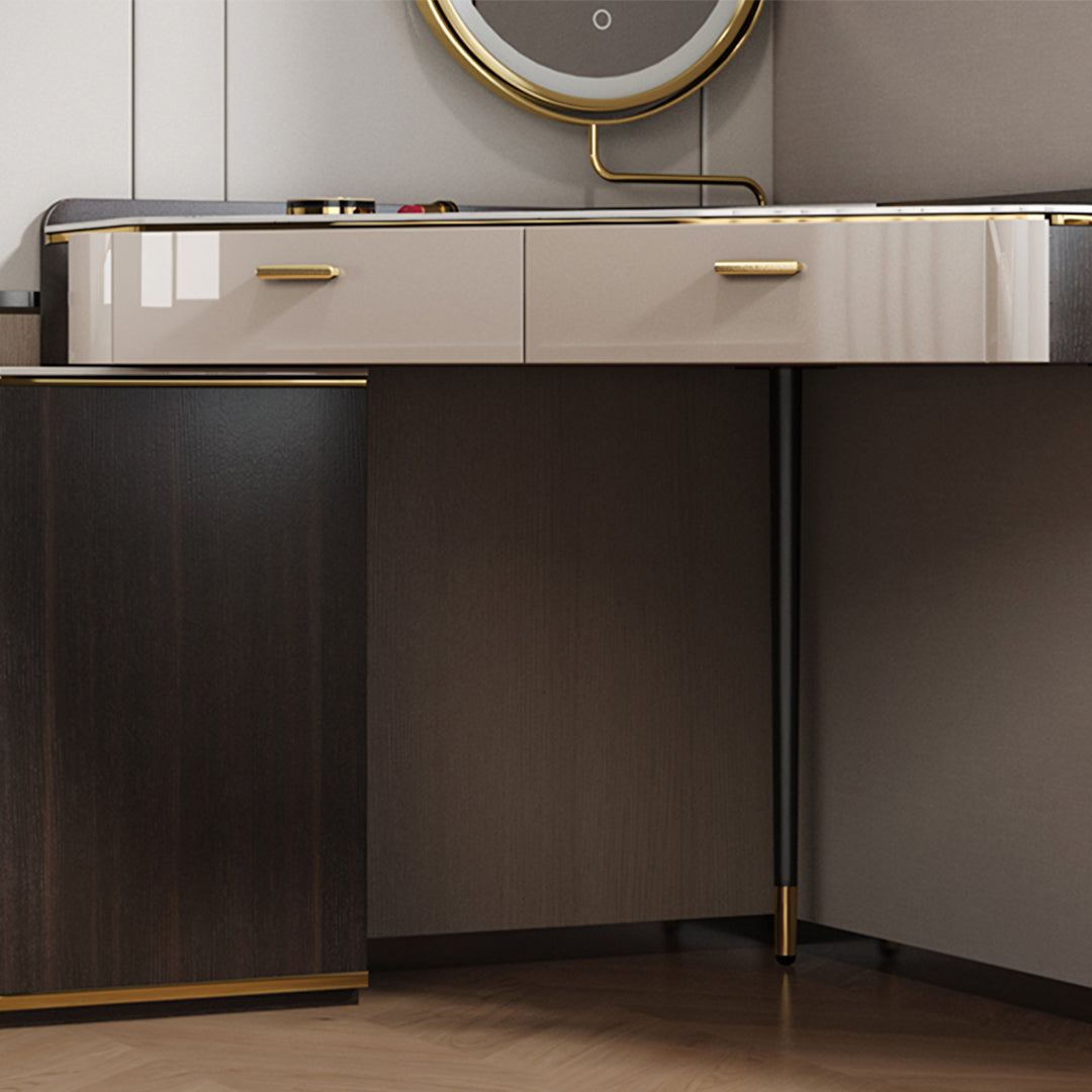 Amigo Small Corner Dressing Table, Slimline Dressing Table, With LED Mirror-Weilai Concept-Weilai Concept