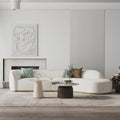Welby Three Seater Curved Sofa, White with curved couch sofa