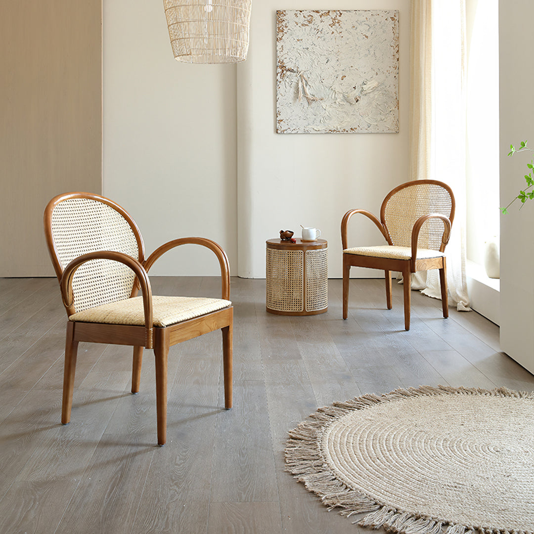 Anya Office Desk With Storage & Office Chair, Ash Wood & Rattan with home office desks small