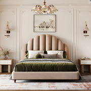 Cassian Small Double Bed, King Size Bed, Flannelette-Weilai Concept-Weilai Concept