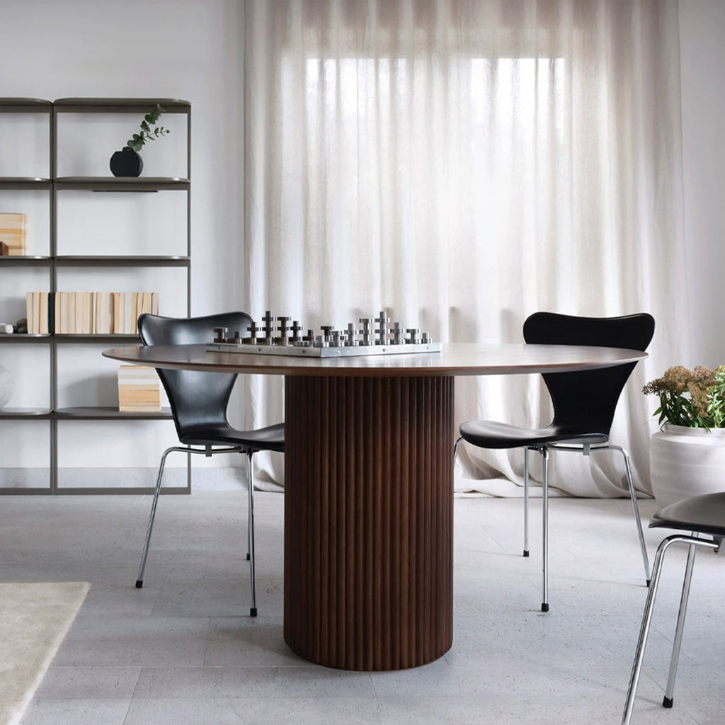 Ivar Round Dining Table, Oak Or Walnut with circle table dining