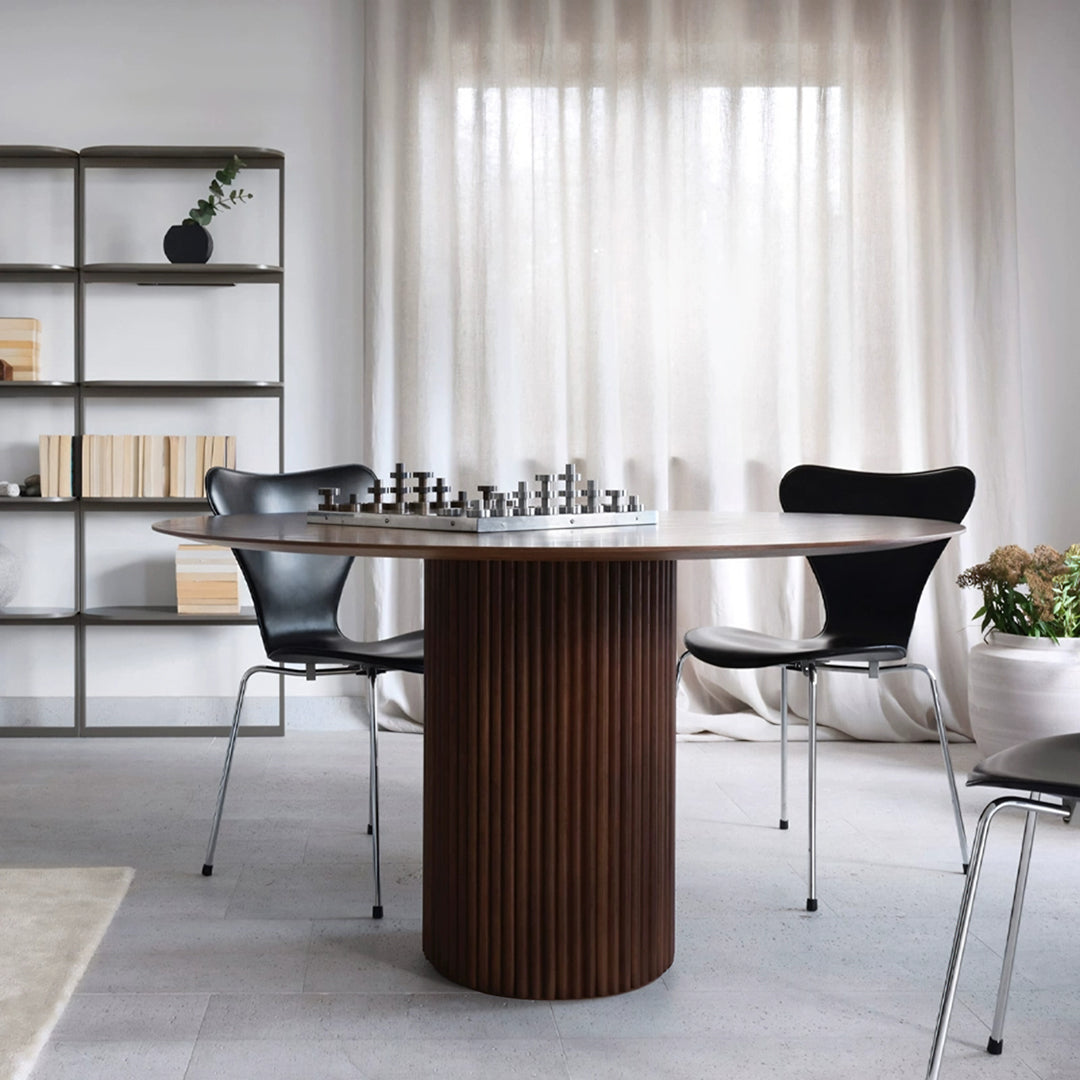 Ivar Round Dining Table, Oak Or Walnut with circle table dining