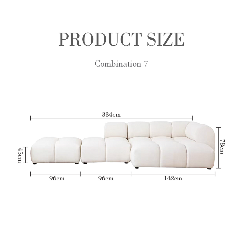 Lysander Velvet Module Three Seater, Four Seater, Five Seater Sofa, Corner Sofa, White with grey and black corner sofa