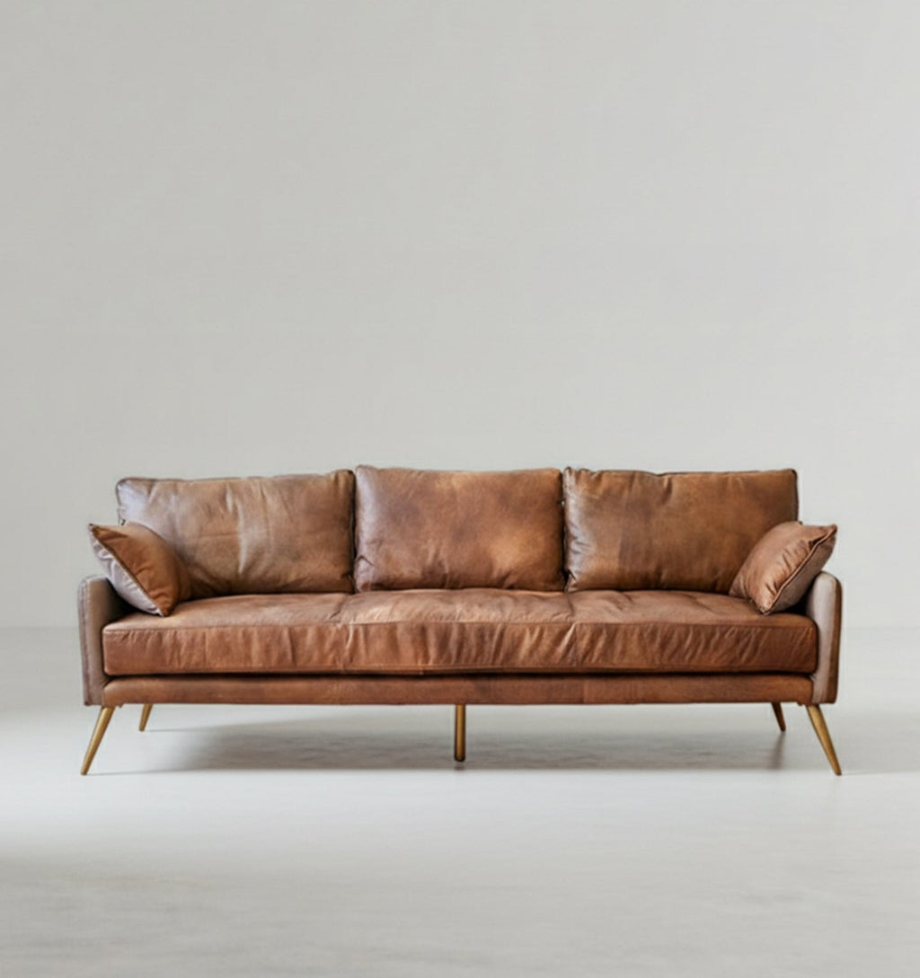 Detail view of Luna Three Seaters Sofa, Three Seater Corner Sofa, Real Leather with corner sofa bed