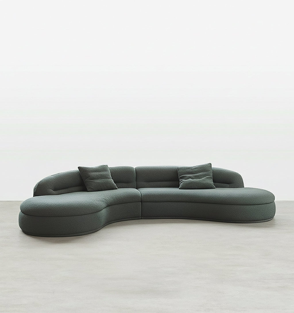 Yannik Four Seater Curved Sofa, Green - curved large sofa
