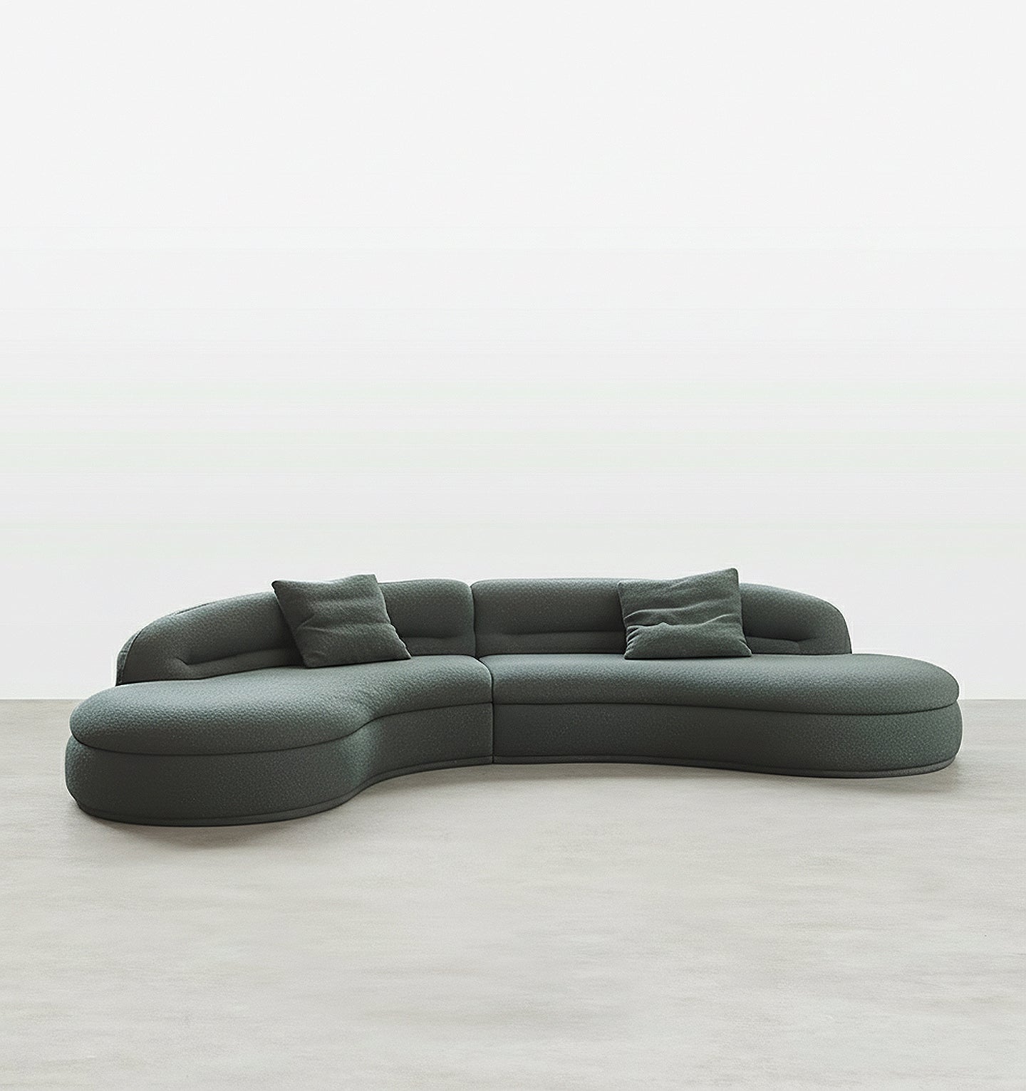Yannik Four Seater Curved Sofa, Green - curved large sofa