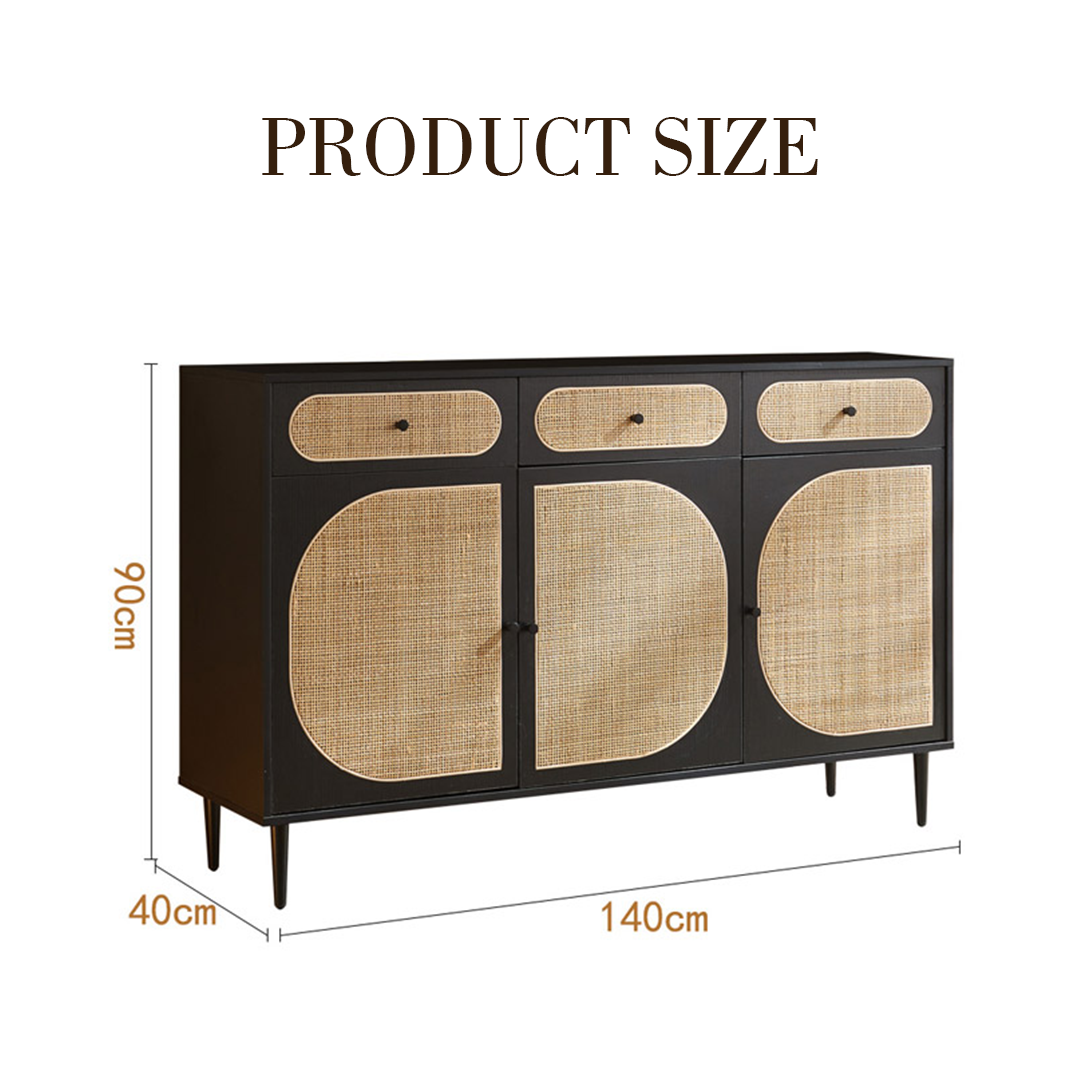 Ballard Rattan Sideboard, Black Or Oak with sideboard tall
