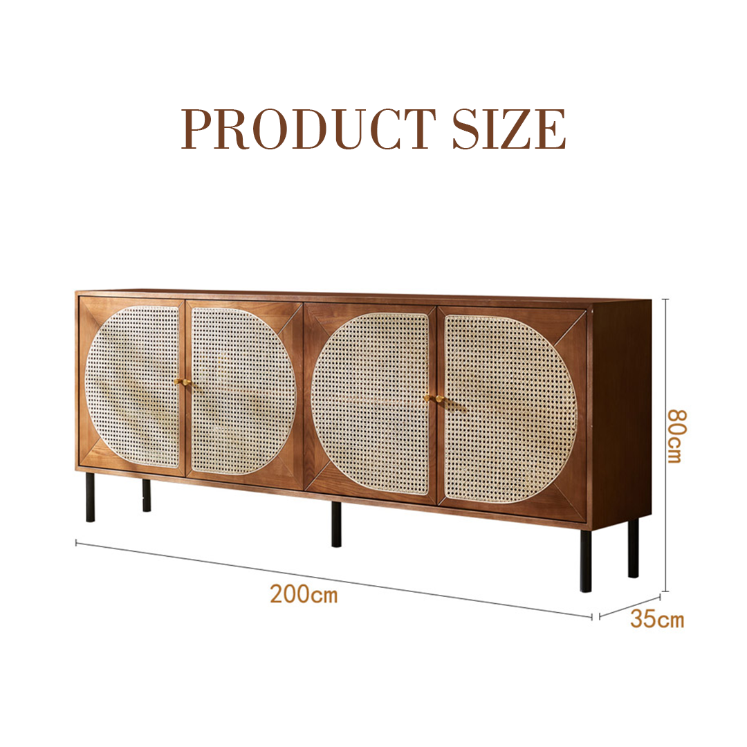 Booker Rattan Sideboard, Solid Wood with table sideboard