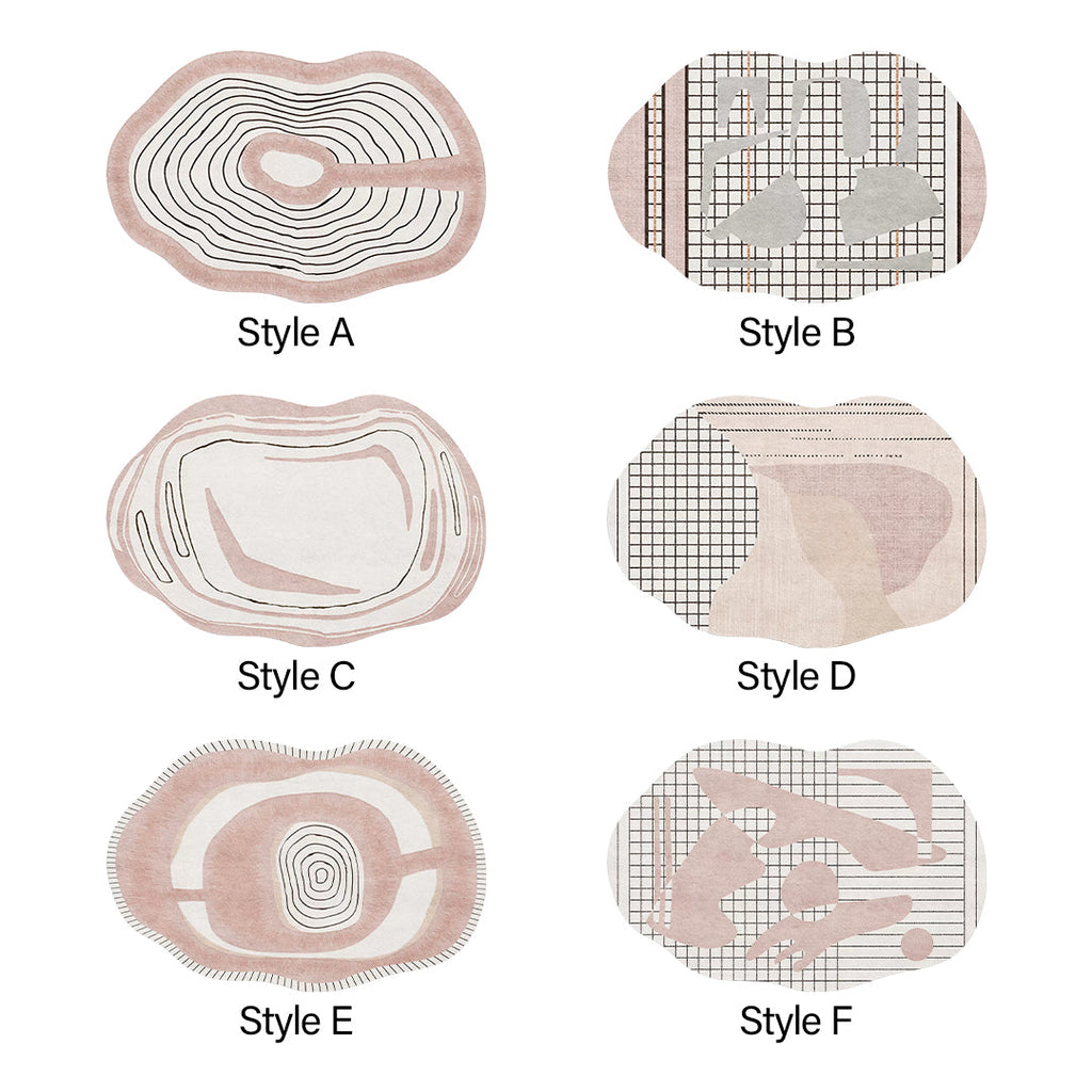 Nordic Pink Stripes Irregular Shape Rug, Various Style Available-Weilai Concept