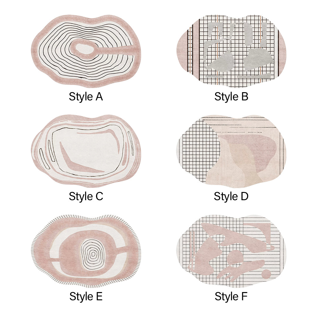 Nordic Pink Stripes Irregular Shape Rug, Various Style Available-Weilai Concept