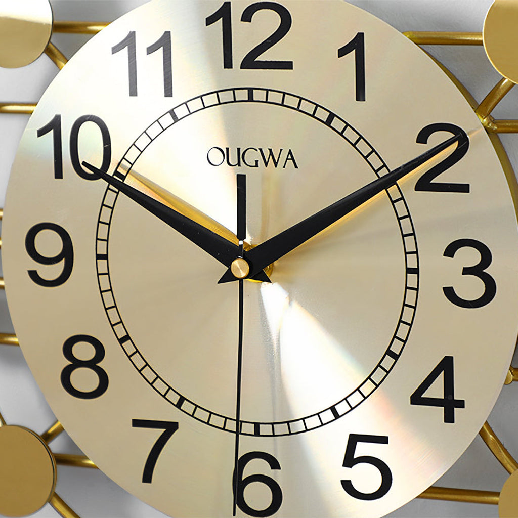 Cohen Art Deco Gold Wall Clock, Silent Clock, Horizontal Or Vertical with mid modern sideboard
