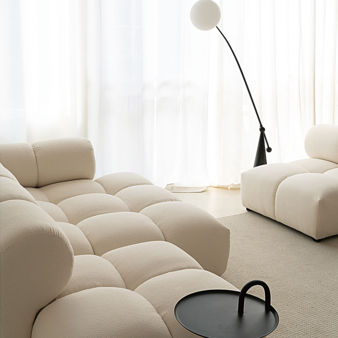 Lysander Velvet Module Three Seater, Four Seater, Five Seater Sofa, Corner Sofa, White with french connection corner sofa