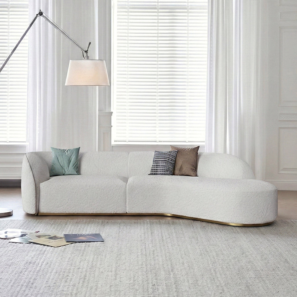 Welby Three Seater Curved Sofa, White - boucle curved sofa