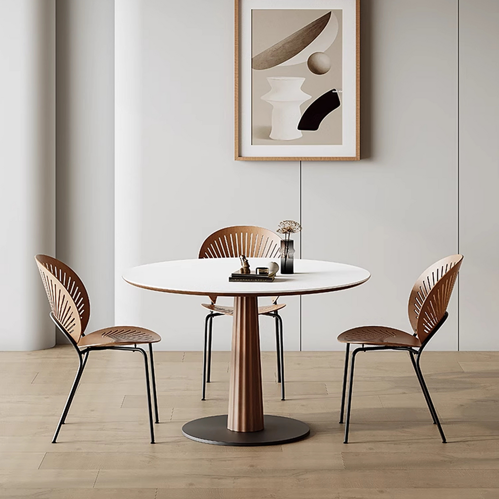 Anderson Small Round Dining Table, Sintered Stone & Solid Wood with 90cm round dining table