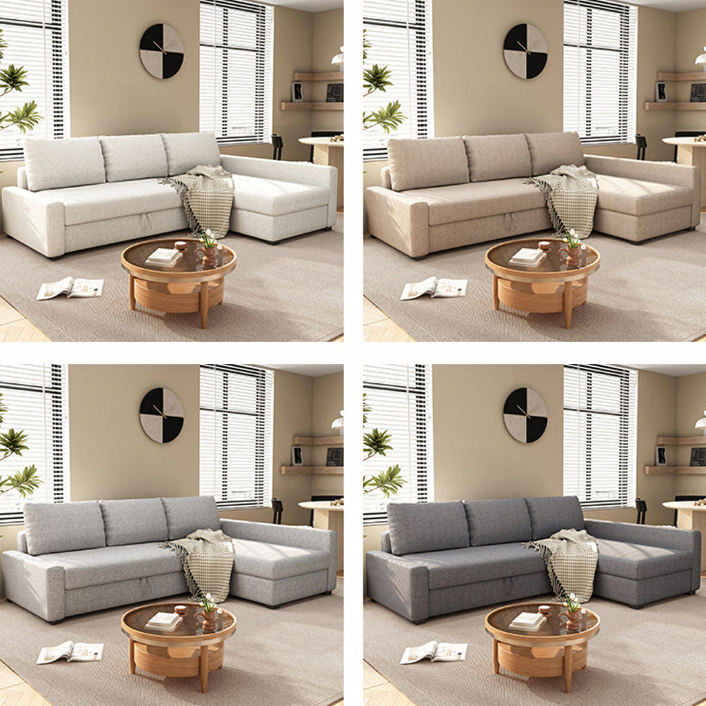 Edwards Three Seater Corner Sofa Bed With Storage, Linen with patchwork corner sofa