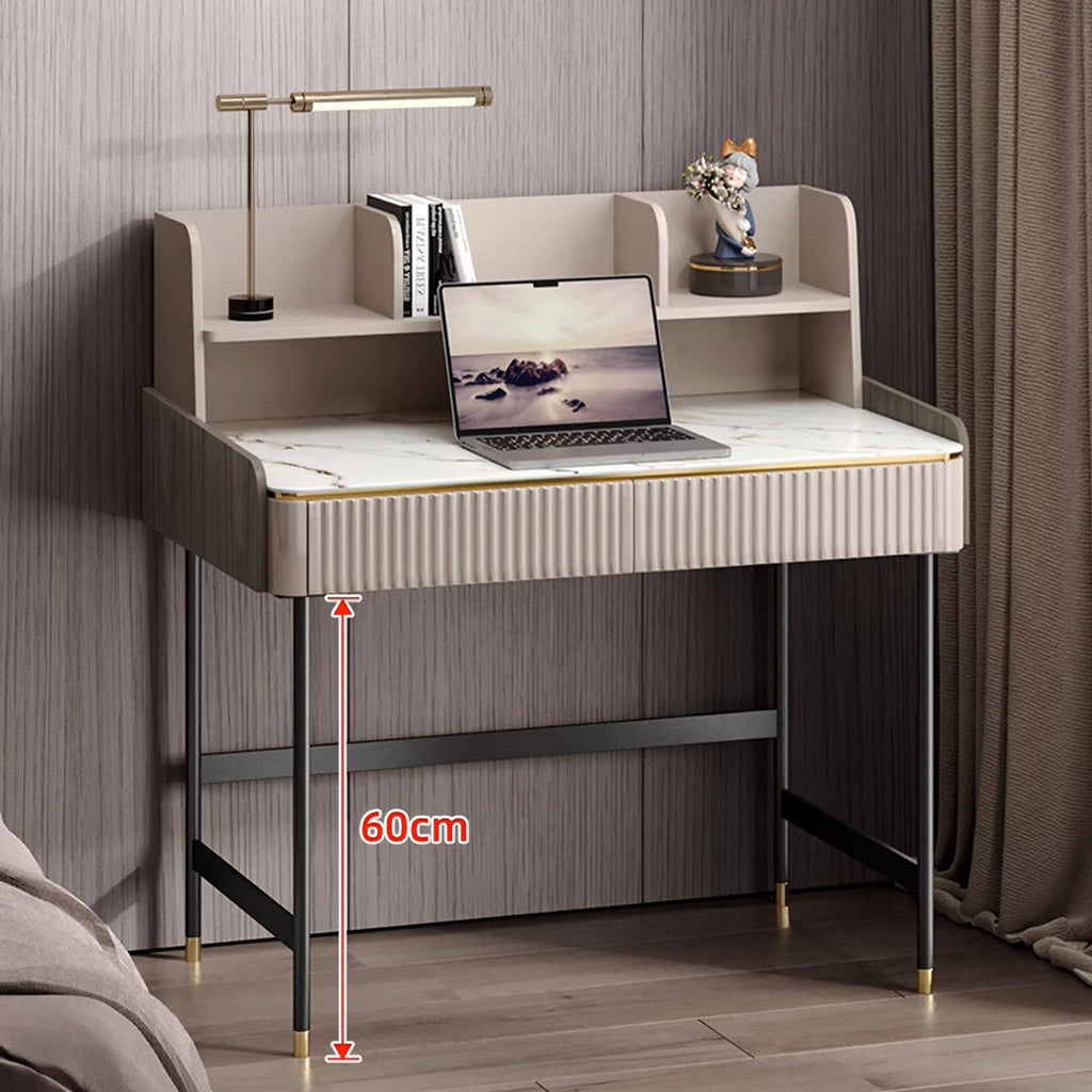 Mateo Office Desk With Drawers, With Shelves with white office desk with drawers