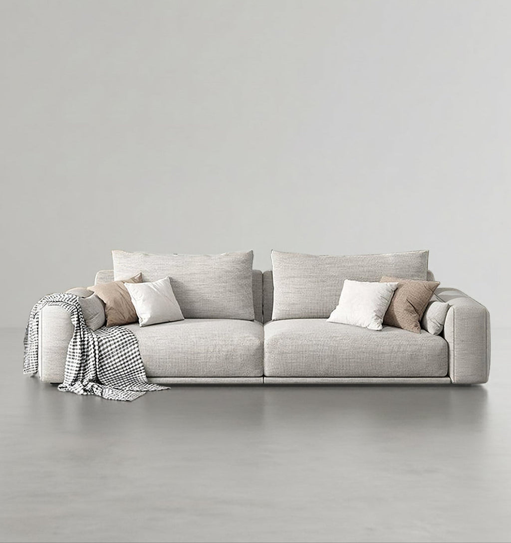 Detail view of Frances Two Seater Sofa, Cotton Linen with cover for corner sofa