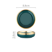 9 Piece Dinner Set, Green And Gold-Weilai Concept-Weilai Concept