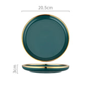 9 Piece Dinner Set, Green And Gold-Weilai Concept-Weilai Concept